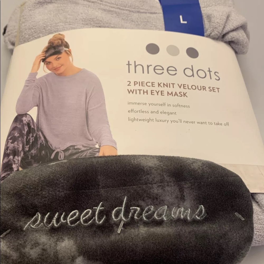 Three Dots Women Knit Velour Set Pajama Set Size Large